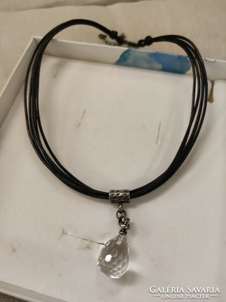 Silver necklace-necklace with blue rock crystal stone (silpada)