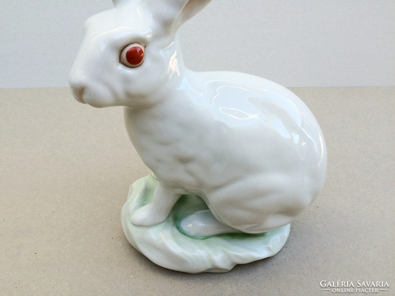 Old Herend porcelain big rabbit red-eyed white bunny 29 cm