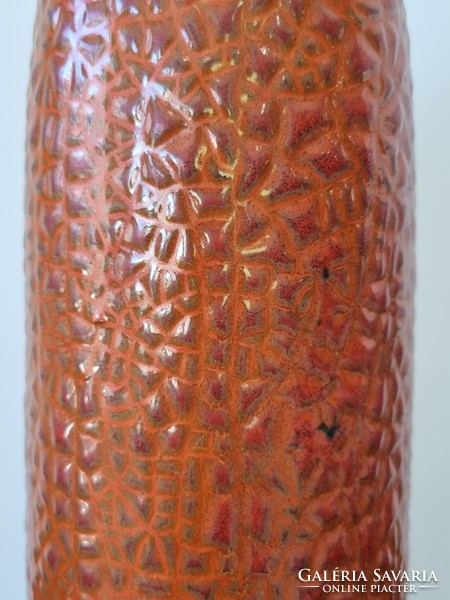 Pesthidegkúti kerámia padlóváza-dekoratív ,texturált felülettel-42 cm