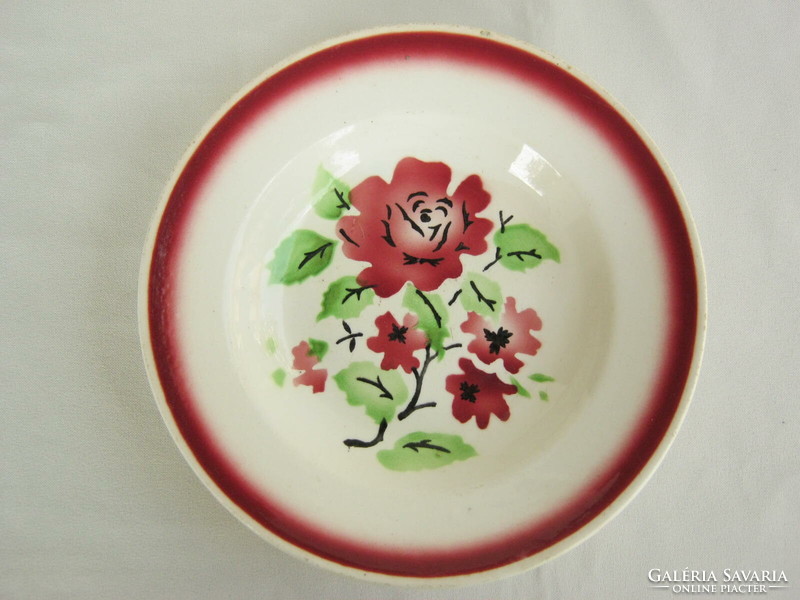 Régi Gránit kerámia rózsás tányér