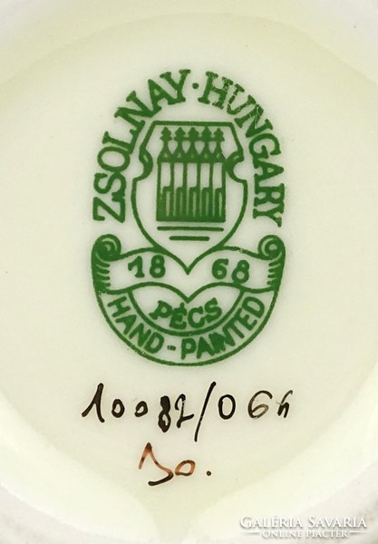 1L198 Zsolnay vajszínű búzavirágos díszváza 11 cm