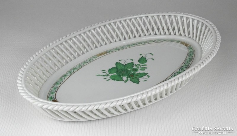 1L202 green Appony pattern openwork braided Herend porcelain offering 26.5 Cm