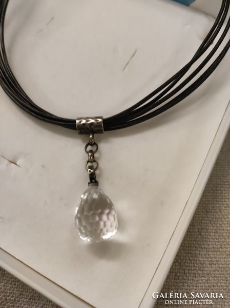 Silver necklace-necklace with blue rock crystal stone (silpada)