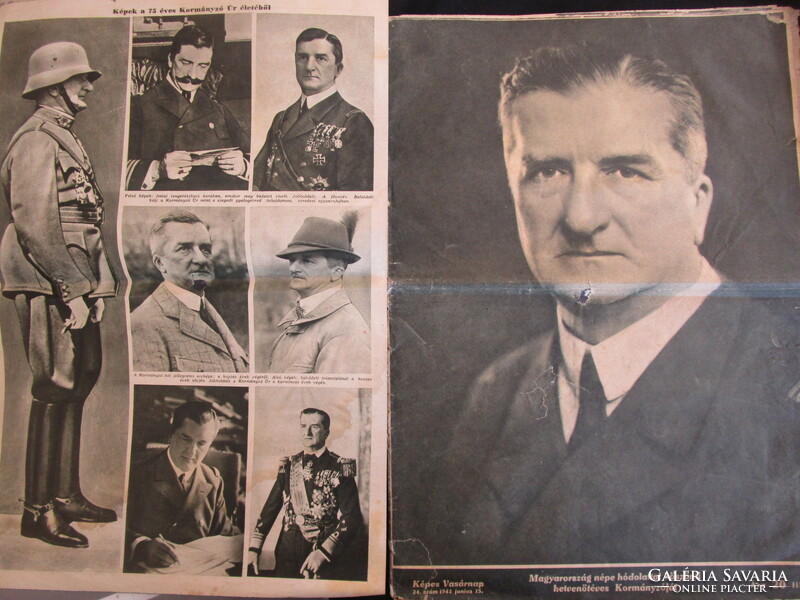 1943 Miklós Horthy of Nagybánya 75 years old picture Sunday newspaper holiday issue governor origin life