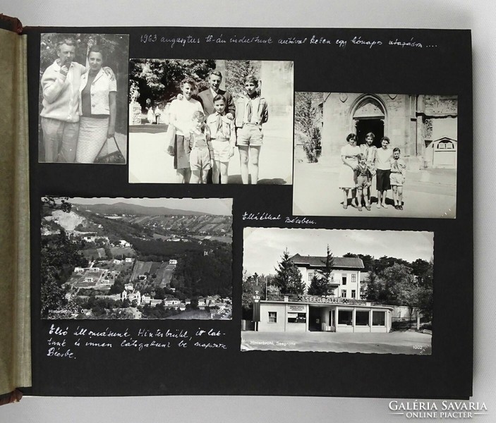 1L285 Régi 1930-as évekbeli családi fotóalbum 225 darab fotóval képeslappal