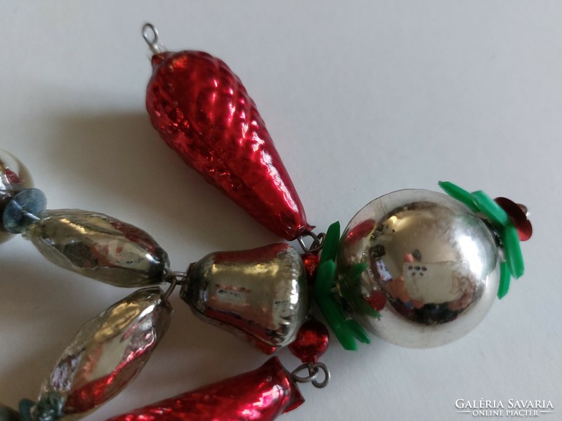 Old glass Christmas tree ornament figural silver red glass ornament