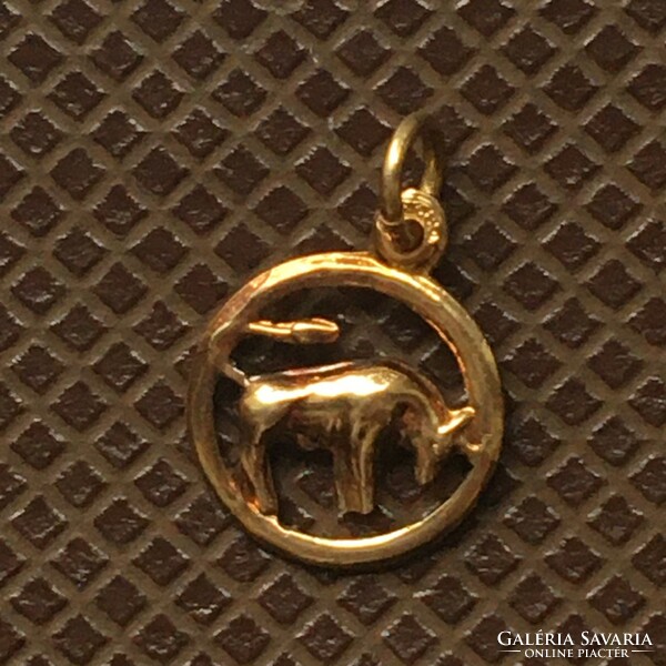 Gold bull horoscope pendant