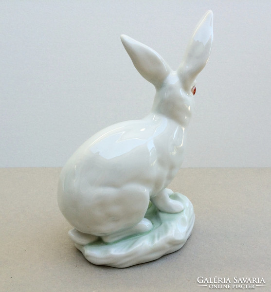 Old Herend porcelain big rabbit red-eyed white bunny 29 cm