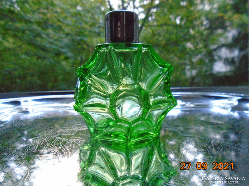 Antique Czech marked art-deco green perfume bottle with pump