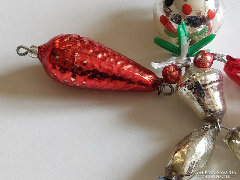 Old glass Christmas tree ornament figural red silver glass ornament