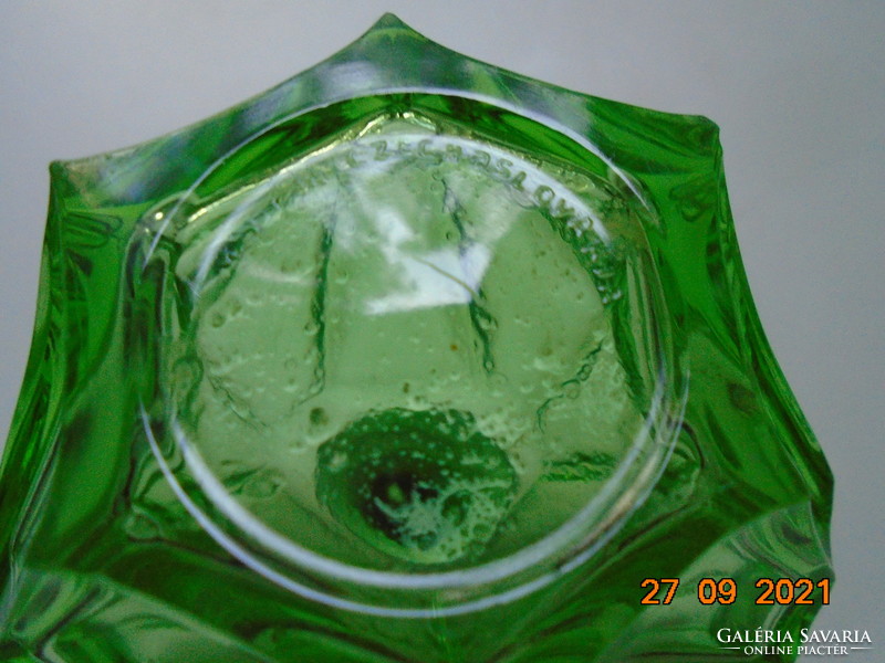 Antique Czech marked art-deco green perfume bottle with pump
