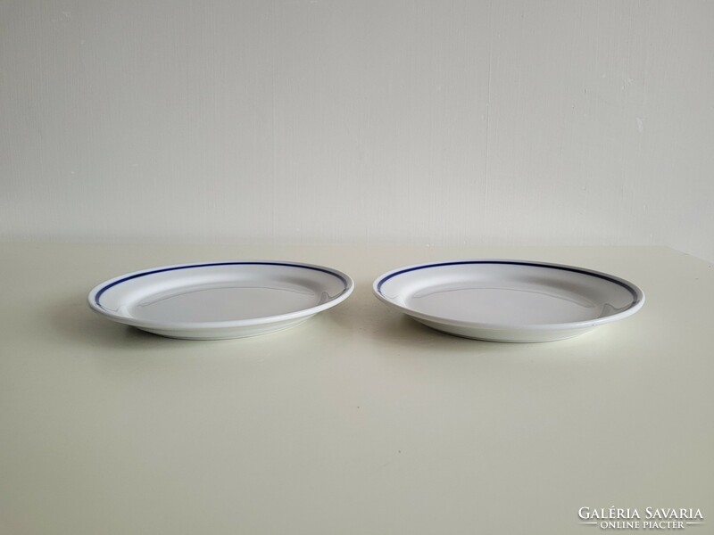 Old Zsolnay porcelain 2 blue striped small plates 19 cm