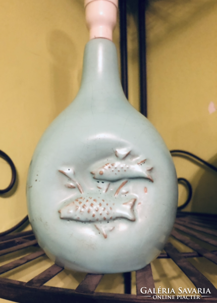 Retro turquoise fish lamp from an unknown maker