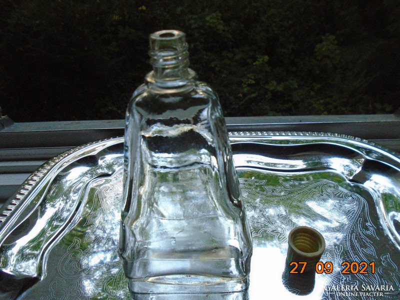 Szovjet-orosz jellegzetes Levendula dombor mintával lapos vastagfalú parfümös üveg