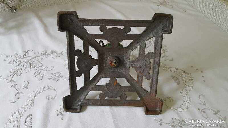 Art Nouveau cast iron pine wood base