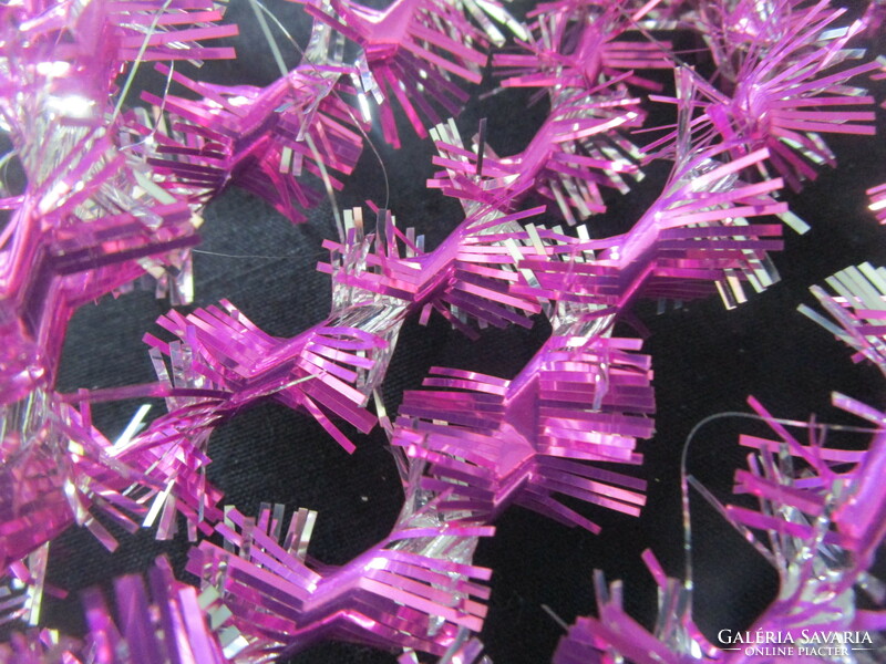 Retro special rare Christmas Christmas tree decoration purple - silver metal fiber ornament garland approx. 1.50 meters