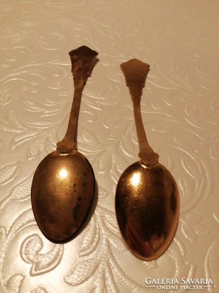 2 pieces, art nouveau, fire enamel inlay (balaton), ornament, souvenir spoon, coffee - tea spoon, decoration.