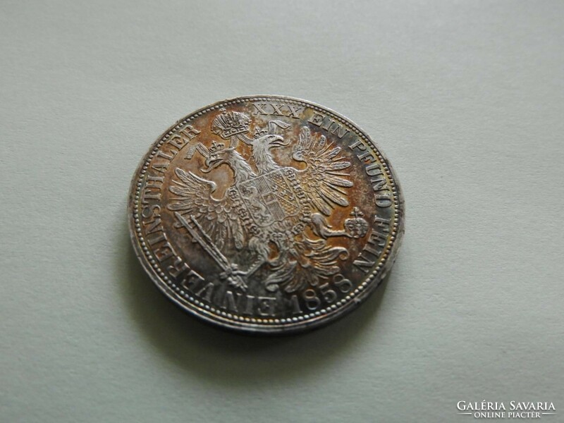 1858 A ezüst  vereinsthaler 1,5 florin forint gulden Ferenc József pazar patinával RITKA (IU2)