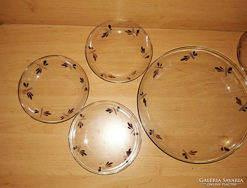Üveg tányér készlet, 1 db kínáló 6 db kistányér (b)