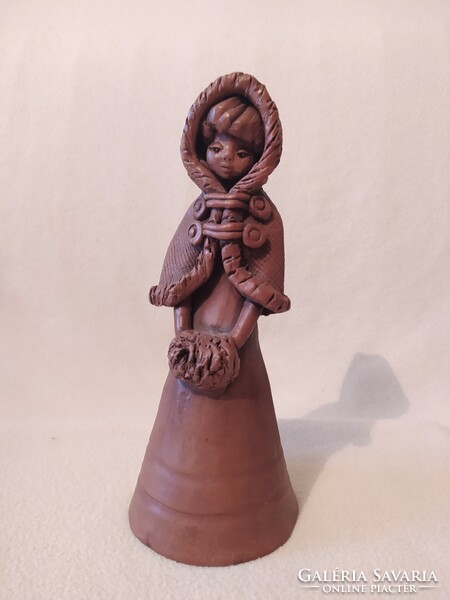 Girl in a shawl, ceramic statue, flawless terracotta figurine, 26 cm