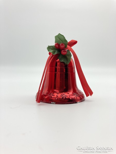 Old retro Christmas tree decoration red bells - bells