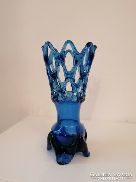 Blue broken glass vase