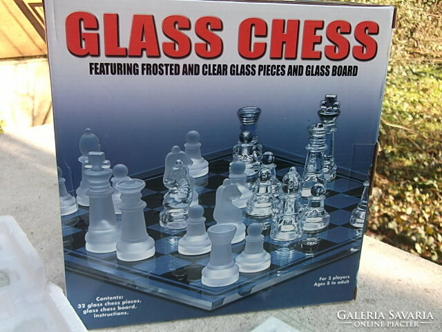 Glass chess set in box 28x28 board also as a gift