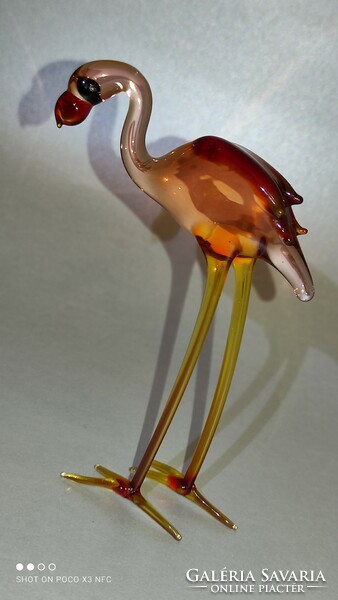 LEÁRAZTAM! Muránói üveg madár flamingó figura 11,5 cm