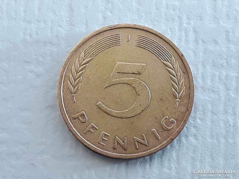 Németország 5 Pfennig 1977 J Verdejel érme - Német 5 Pfennig 1977 külföldi pénzérme