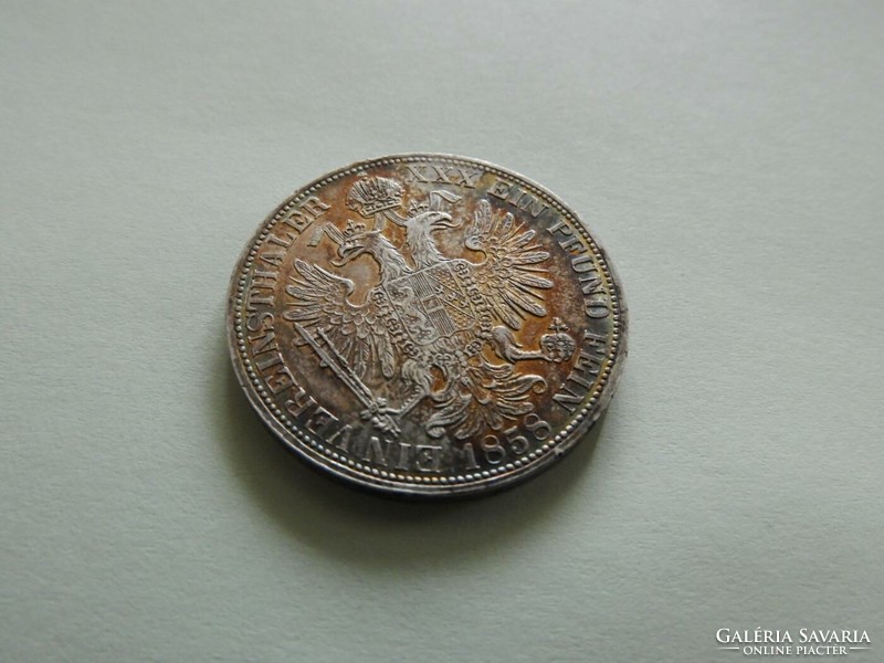 1858 Silver vereinsthaler 1.5 florin forint gulden József Ferenc with rich patina rare (iu2)