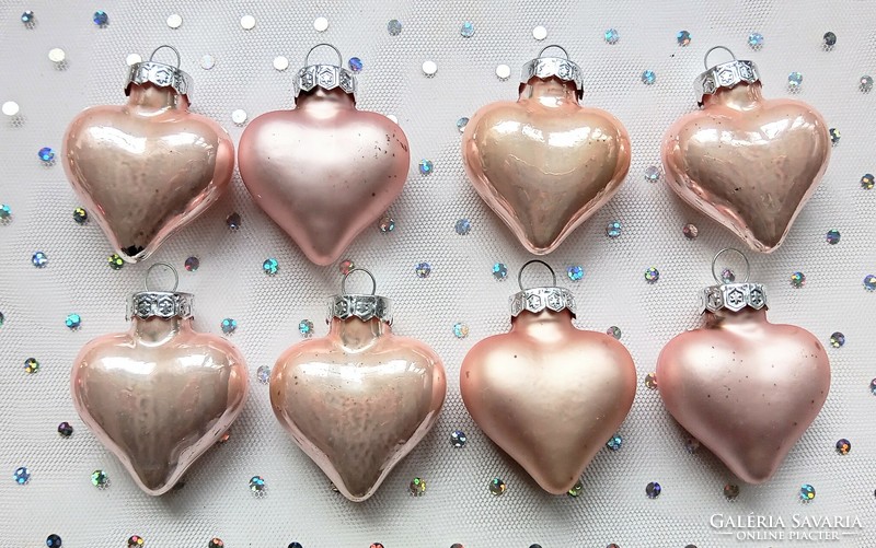 Glass heart Christmas tree ornaments 8 pcs together 4cm
