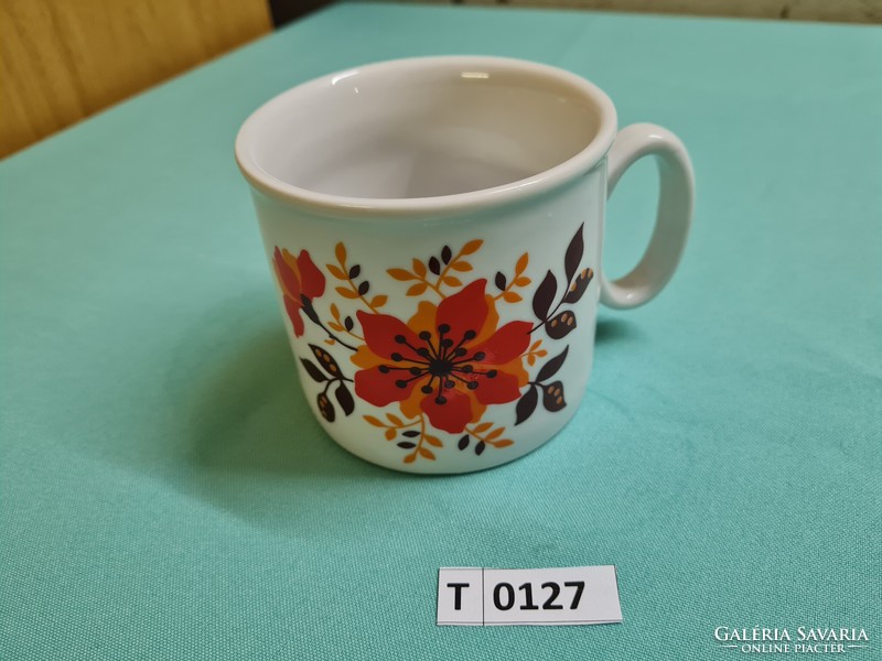 Zsolnay red flower pattern mug