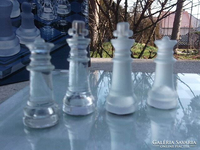 Glass chess set in box 28x28 board also as a gift