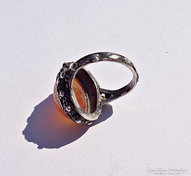 Carnelian stone silver ring