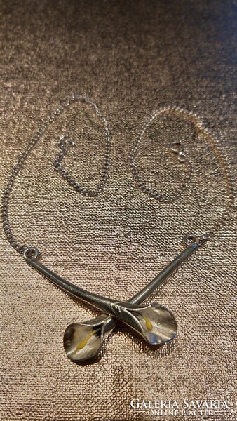 Gyűjteményi darab: egyedi tervezésű KÁLA jelzett ezüst nyaklánc
