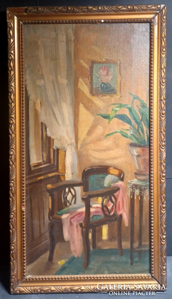 Interior (oil, canvas, 56x31 cm)