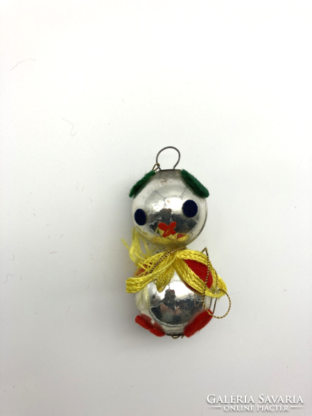 Old glass Christmas tree ornament silver spherical glass ornament, elf