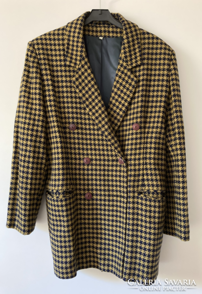 Yellow-black women's blazer with houndstooth pattern, 44