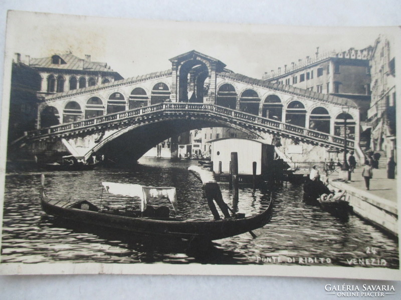 Velencei képes levelezőlap, a Rialto híd az 1890-1910-es években. Postatiszta.