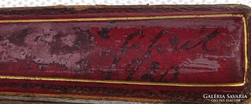 1L261 Antik borostyán - Sterling ezüst - borostyán cigaretta szipka eredeti bőr tokjában 1876