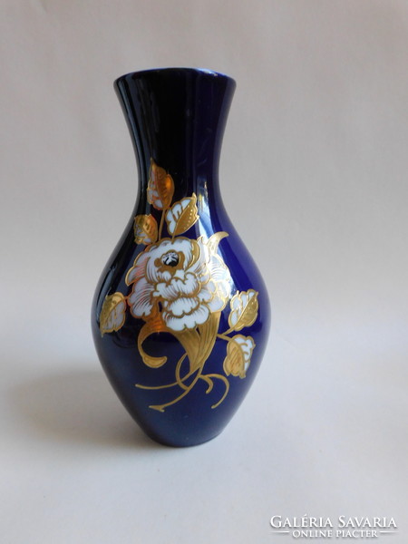 Wallendorf vase painted with vintage cobalt relief gilding 18 cm