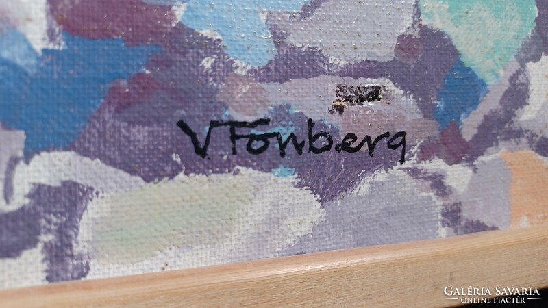 Viking Forsberg: Haradsskar (svéd sziget) olajfestmény kerettel - skandináv festő
