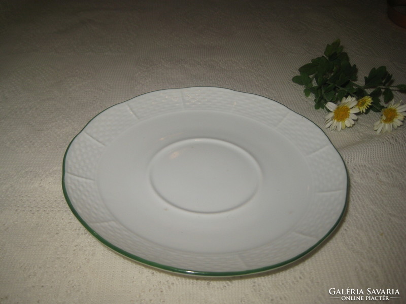 Herendi  teás kis tányér ,  744 jelű , körbe zöld csíkkal  , 15,6 cm