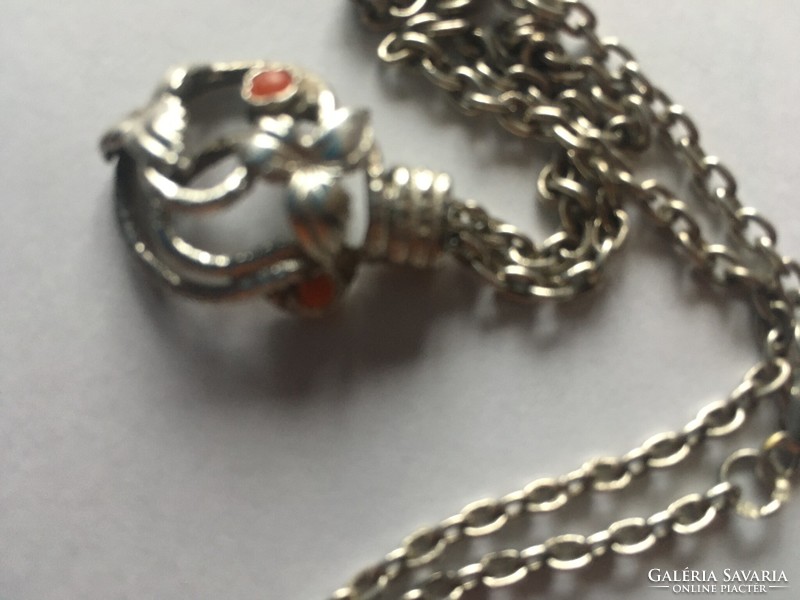 Silver necklace - with coral pendant - 925