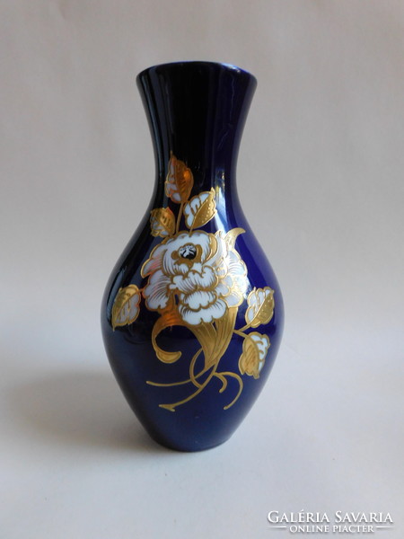 Wallendorf vase painted with vintage cobalt relief gilding 18 cm