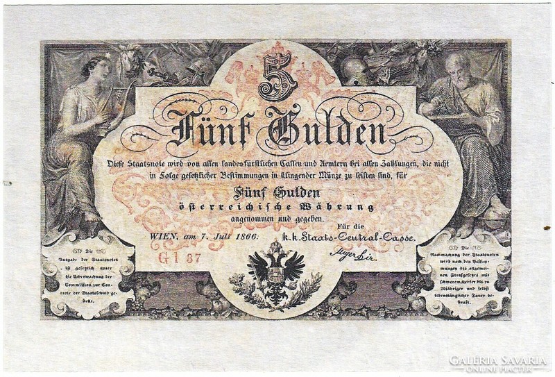 Ausztria 5 gulden 1866 REPLIKA UNC