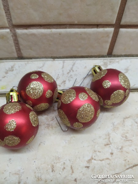 Christmas tree decoration for sale! 4 Pcs red gold dot ball ornaments