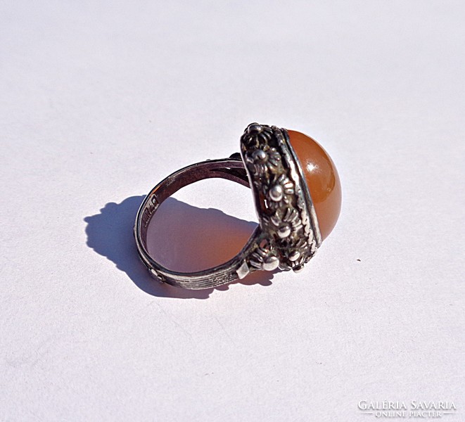 Carnelian stone silver ring