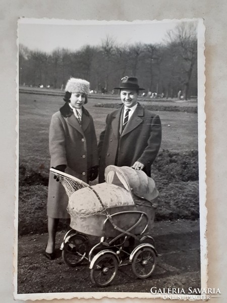 Old photo vintage female man photo stroller image