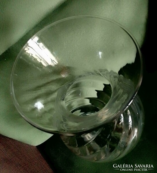 Hatalmas, különleges, régi, elegáns, gyönyörű csavart mintás fújt üveg váza 39 cm